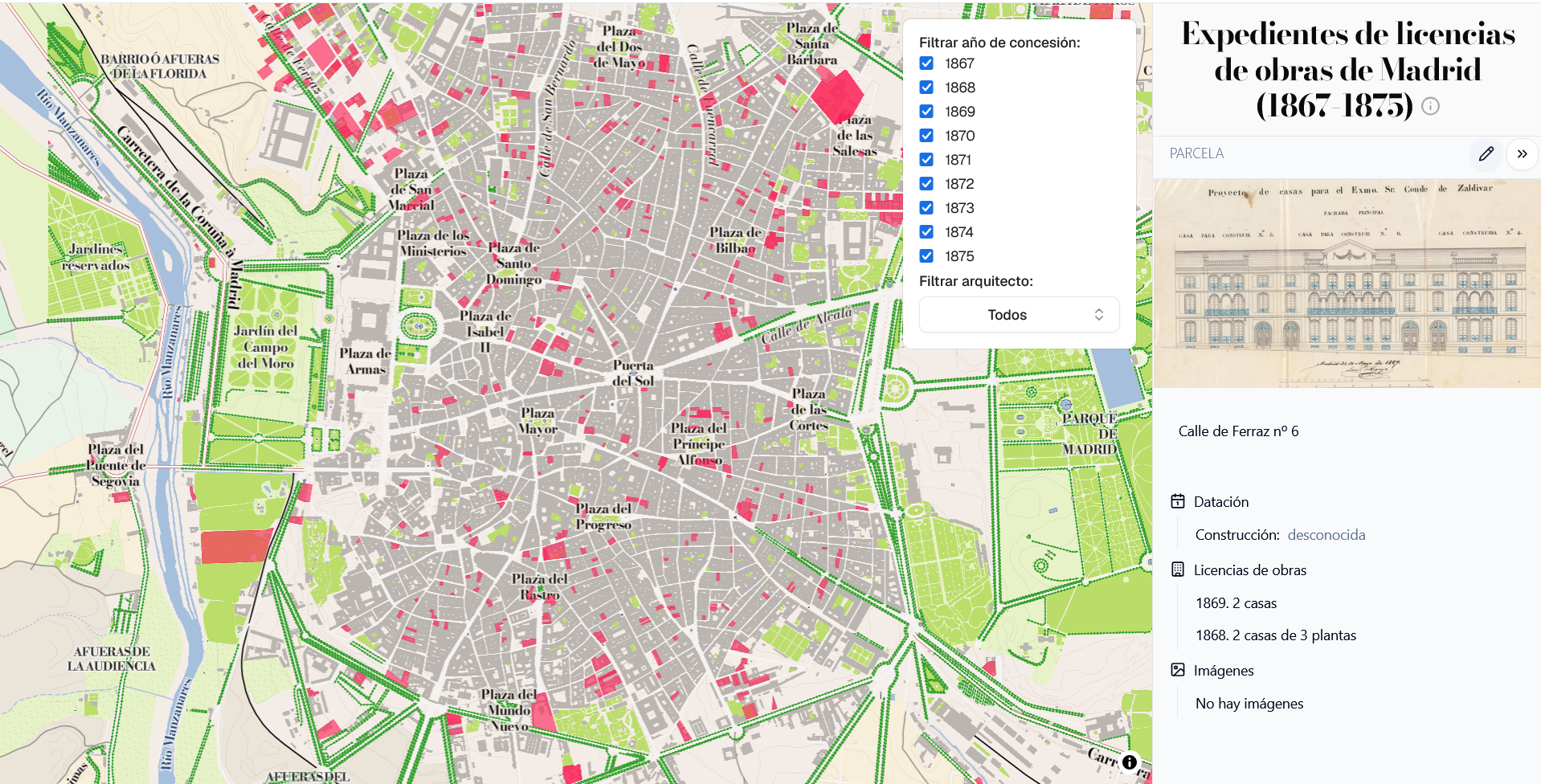Expedientes de licencias de obras de Madrid (1867-1875)